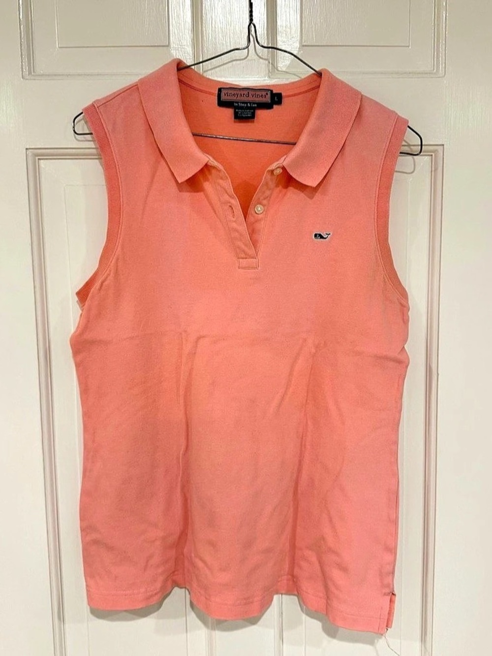 Vineyard Vines Women's Sleeveless Cotton Spandex Polo Shirt Polo Pink Large